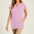 thumbnail image 5 of TGSLY Women's V Neck Tunic Tops Dressy Casual Short Sleeve Solid Color Shirts Relaxed A-Line Fit Curved Hem Blouses with Side Pockets XXXXL, 5 of 7