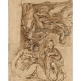 thumbnail image 2 of Parmigianino 12x14 Gold Ornate Wood Framed with Double Matting Museum Art Print Titled - Two Studies for a Holy Family, 2 of 4