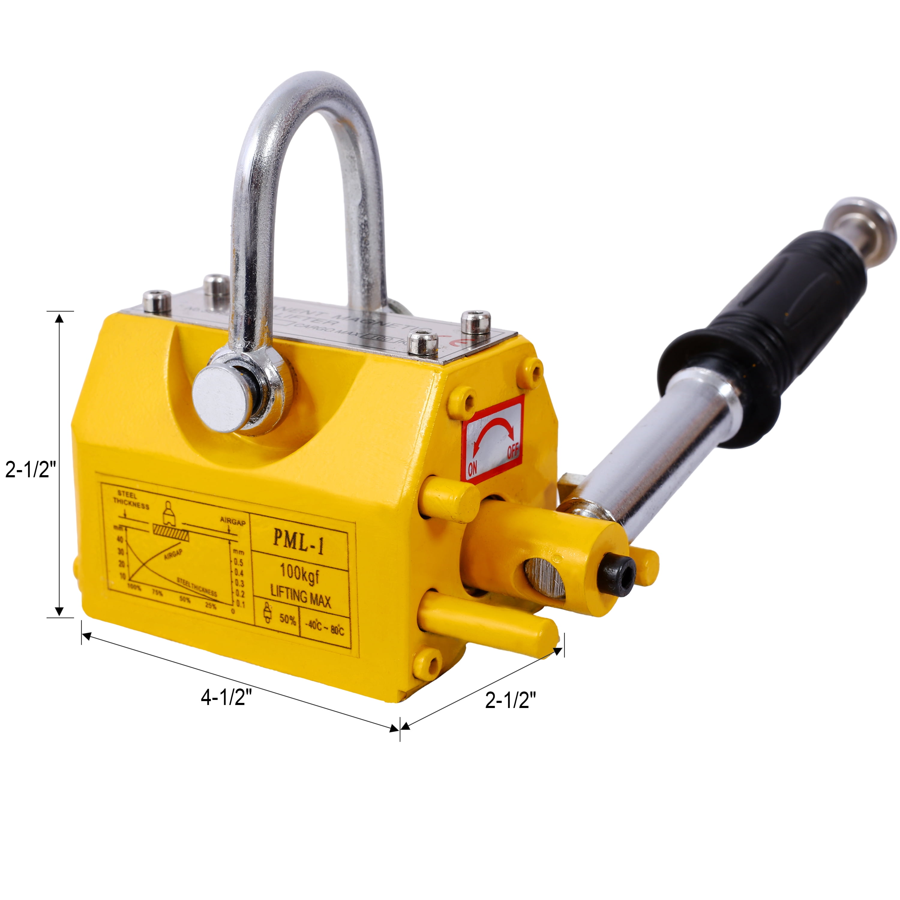 Permanent Magnet Lifter 220lbs 2.5 Safety Factor Neodymium Steel Lifting Plate