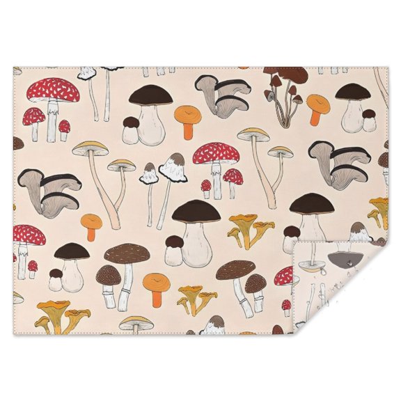 Colorful Mushroom Assortment Light Pink Rectangle Tablecloth 60"x84",Waterproof Polyester Rectangle Table Cloth, Wipeable Spillproof Polyester Tablecloth for Dining, Camping, Indoor and Outdoor