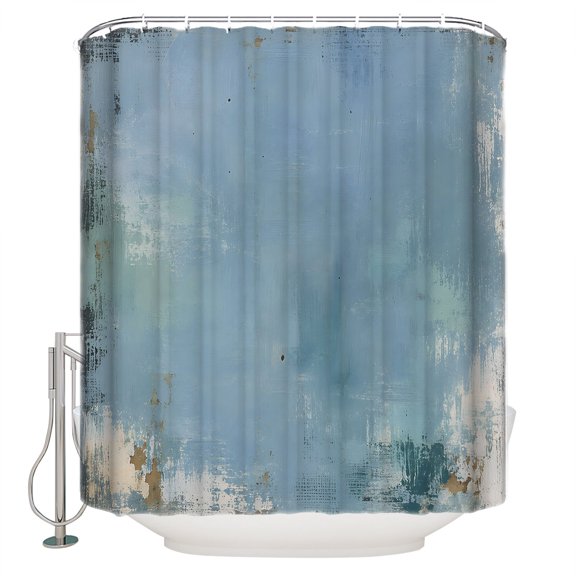 Gray Blue Mottled Bathroom Shower Curtains with 12 Hooks Polyester Waterproof Shower Curtain for Stalls and Bathtubs Modern Abstract Retro Oil Painting Decorative Bathroom Curtain 66x72 Inches