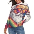 thumbnail image 2 of HOHOHO Gay Santa Rainbow Women's Turtleneck Sweater Long Sleeve Ribbed Fitted Turtle Neck Casual Fall Winter Collection Top XL, 2 of 4