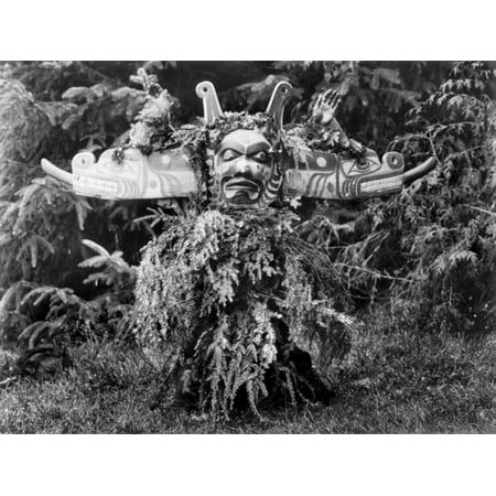 Kwakiutl Dancer C1914 Na Kwakiutl Dancer Of The Winter Ceremony Wearing A Double-Headed Serpent Mask And A Shirt Made Of Hemlock Boughs Photograph By Edward Curtis C1914 Poster Print by Granger Collec