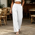 thumbnail image 4 of Oiangi Women's Dress Pants High Waisted Work Trousers Loose Fit Casual Business Slacks with Pockets for Fall White M, 4 of 4