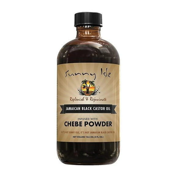 Sunny Isle Jamaican Black Castor Oil infused with Chebe Powder, Healthy Hair and Scalp, 4 Oz..