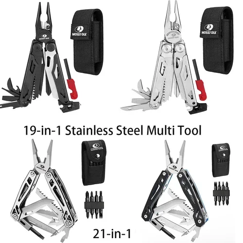 Amar Tool MOSSY OAK Multitool 21-in-1/19-in-1Stainless Steel MultiTool Pliers Pocket Knife