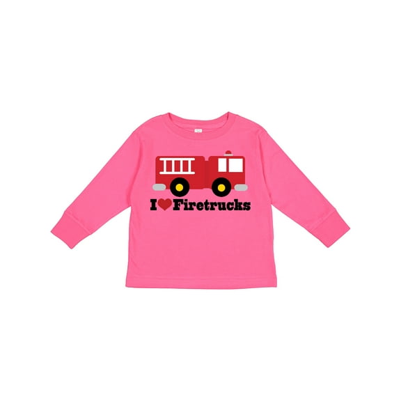 Inktastic I Heart Firetrucks Boys or Girls Long Sleeve Toddler T-Shirt