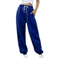 thumbnail image 7 of CFLVAEK Sweatpants for Women Casual Drawstring High Waisted Joggers Pants with Pockets Comfy Cinch Bottom Workout Hiking Pant Solid Color Fleece Lined Sweat Pants Blue S, 7 of 7