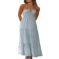 thumbnail image 2 of Robe Longue Y2k pour Femmes Bretelles Spaghetti Col en V Robe Maxi Dos Nu Vacances Anniversaire Plage Robe d'Été, 2 of 9