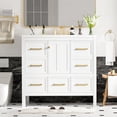 thumbnail image 7 of White Bathroom Vanity With Resin Sink - Solid Wood 5 Drawers & Pleasant Inner Ambiance 36' Storage 36'' Versatile Function Easy Install, 7 of 7