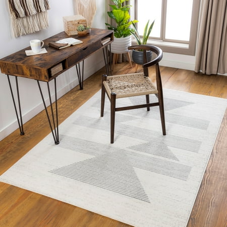 Pisa Light Grey 6 7  x 9  Modern Rectangle Area Rug