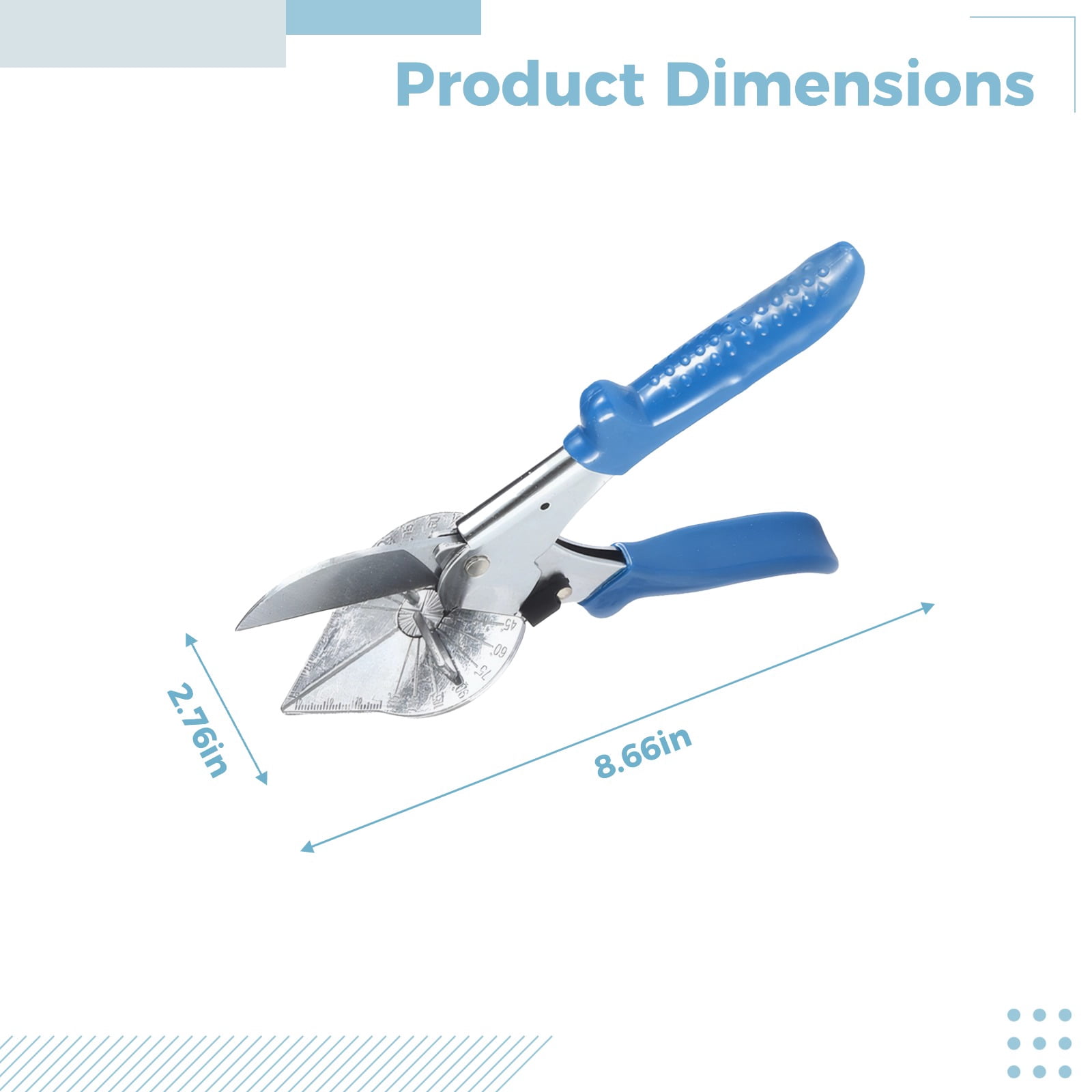 Adjustable Angle Miter Shear with SK5 Cutting Head, Multi Angle Wire Duct Cutter, 45-135 Degree Hand Tool, 1.97 in / 50 mm Opening, Ideal for Electrician, Woodworking, Blue