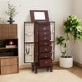 thumbnail image 6 of AVAWING Stand-up Jewelry Cabinet Armoire, Modern Jewelry Organizer for Adult, Reddish Brown, 6 of 9