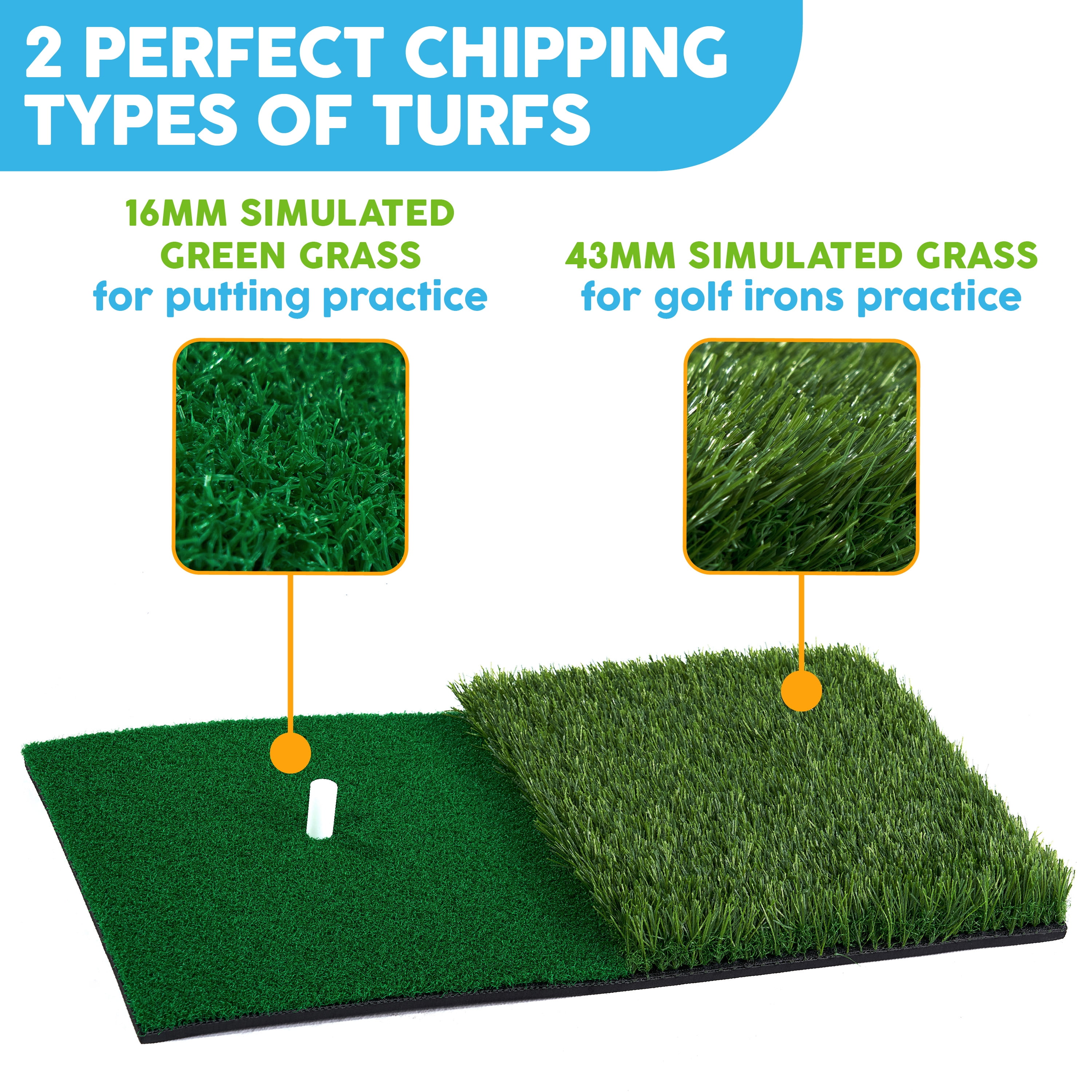 Floating Golf Hitting and Putting Green Mat with Accessories by Big Sky