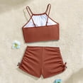 thumbnail image 5 of mgoYE Girl Swimsuits 12-14 Teen Girls Swimsuits Two Piece Sporty Bikini Sets Color Contrast Trim Adjustable Straps Swimsuit with Chest Pad(Brown,15-16 Years), 5 of 9