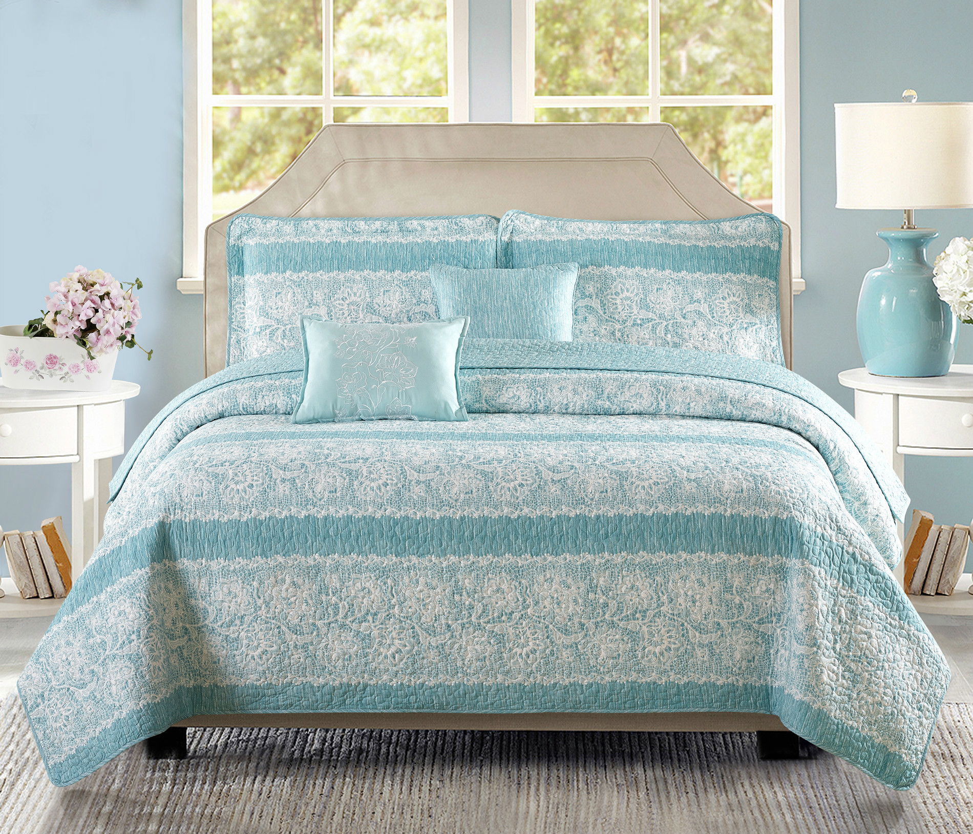 Serenta Emma 5 Piece Printed Microfiber Quilts Set