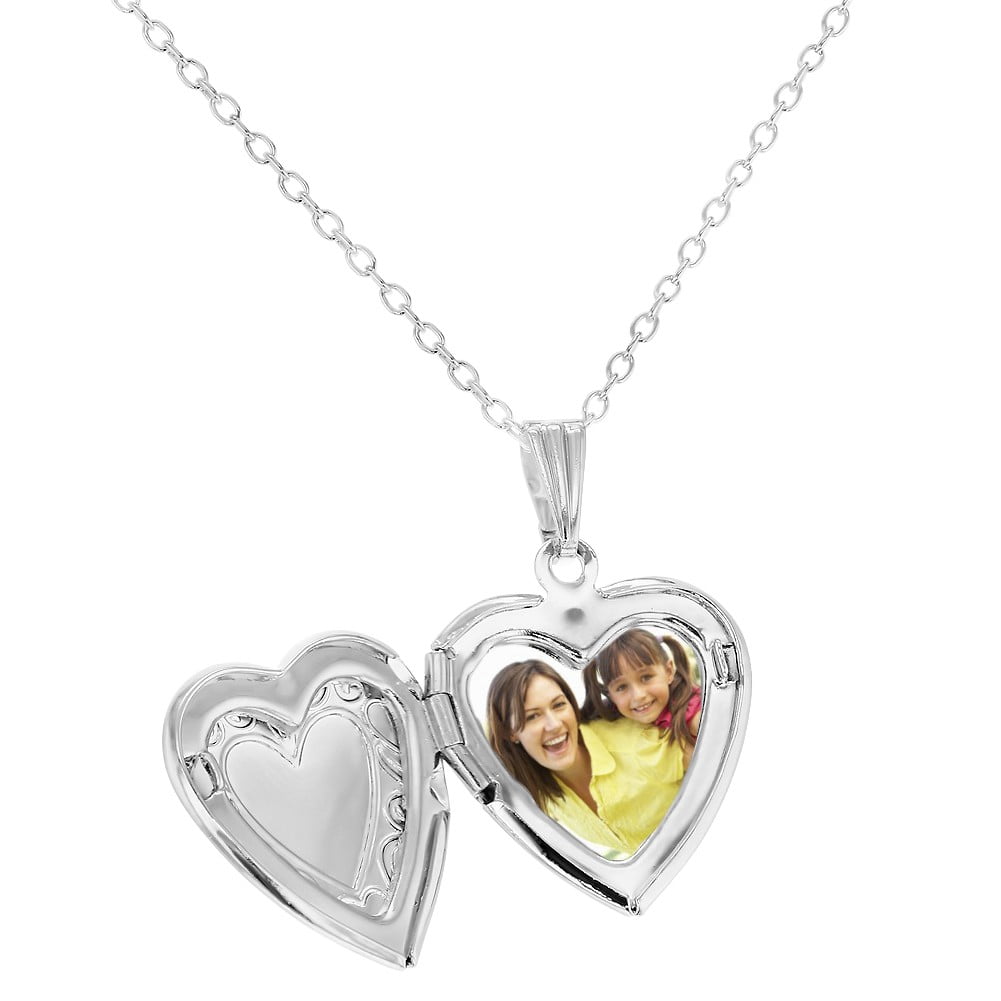 Picture Photo Small Love Heart Locket Necklace Kids Girls Pendant 16