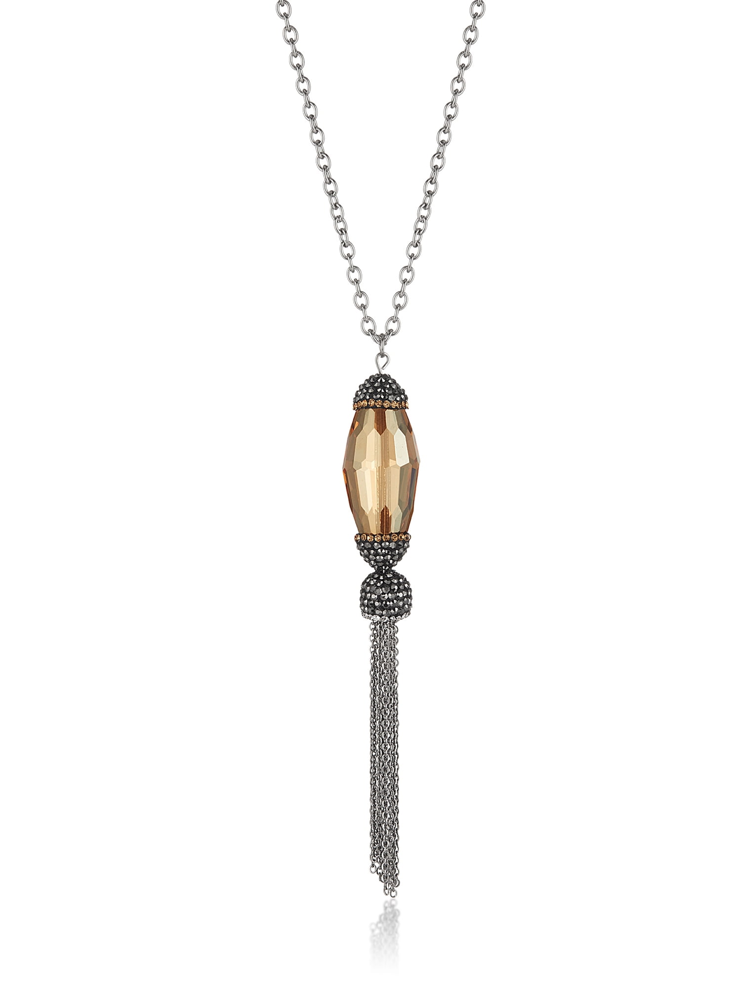 Details about   Long Silver Lariat Y Necklace with Cubic Zirconia Spike Pendant 
