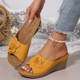 thumbnail image 5 of Womens Wedge Sandals Boho Flower Open Toe Platform Slides Shoes Summer Casual Slip on Walking Sandals, 36, 5 of 5