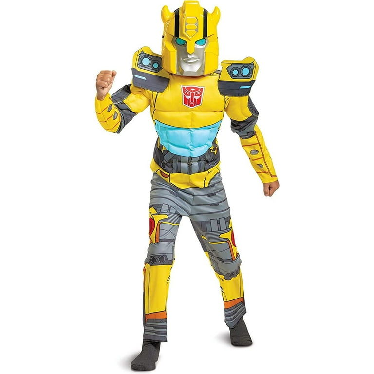 Disguise Boy s Transformers Bumblebee Dress Up Halloween Jumpsuit Mask Costume M 8 10