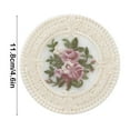 thumbnail image 3 of 4.6" Embroidered Fabric Coasters, Cloth Coasters for Ceramic Cup, Vintage Lace Embroidery Coasters for Tea, Soft Floral Doilies for Home, Wedding, Tabletop Photography Decoration (Beige), 3 of 6