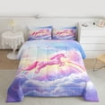 thumbnail image 2 of Feelyou Kawaii Magic Unicorn Bedding Comforter Set, Dreamy Glitter Rainbow Twin Comforter Sets, Fairy Tale Castle Reversible Bedding Set, Super Cozy Room Decor, 2-Piece, 2 of 8