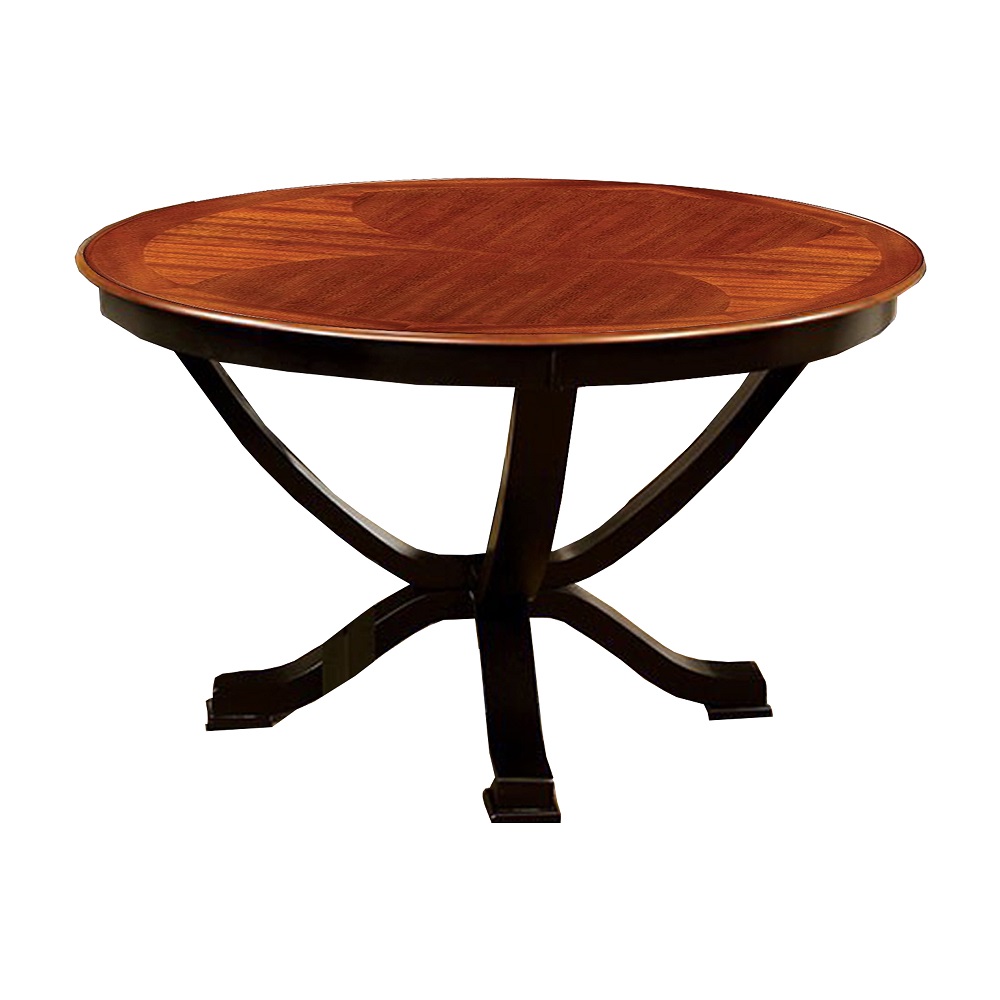Round Pedestal Dining Table, Espresso and Black