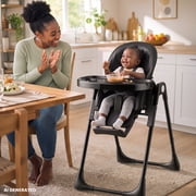 AILEEKISS Foldable High Chair for Baby, Toddler Eating Chair with Detachable Double Trays, Black