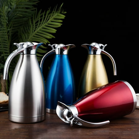 

Hariumiu 2L Stainless Steel Thermal Kettle Flask Jug Double Layer Insulation Pot for Tea Coffee Hot Water Anti-Drip Nozzle Kettle for Home Bar Outdoor