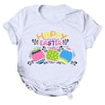thumbnail image 3 of Daisyyozoid Chandail en Molleton Drôle de Pâques pour Femmes Décontracté Ample Col Rond Manches Courtes Imprimé Lettre Blouse T-shirt, 3 of 4