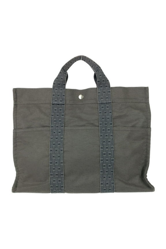 Pre-Owned HERMES Hermes Tote Bag Air Line MM Gray Canvas Men's Women's Handbag (Good)