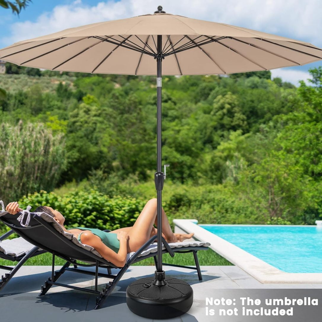 WJSP Patio Umbrella Base 40 LBS, Round 14.5 Inches Water Sand Fillable Outdoor Umbrella Stand Weight for Deck Poolside Garden Backyard Lawn Beach