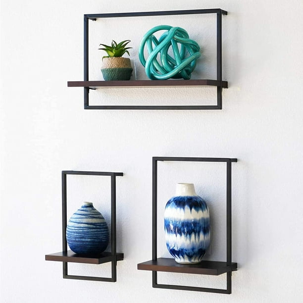 WELLAND 5.5" D Modern Wall Mounted Shelves, Natural Solid Wood Floating