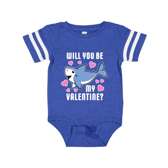 Inktastic Will You Be My Valentine with Cute Shark and Hearts Boys or Girls Baby Bodysuit