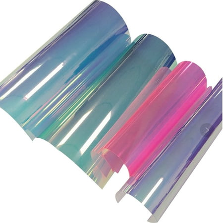 

4 Sheets A4 Transparent Rainbow Film PVC Glitter DIY Luggage Clothing Fabric for Making Handbags Hair Bow Home Events Projects