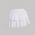 thumbnail image 6 of Women's Mini Skirts Summer Casual Cute Elastic Adjustable Strap Tiered Ruffle Pleated A-Line Party Beach Athletic Dance Tennis Skirt White, 6 of 9