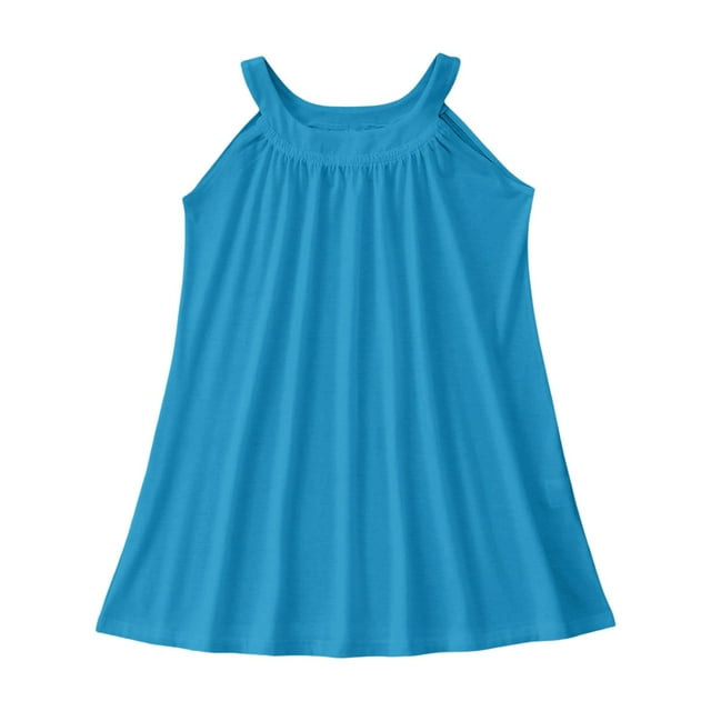 MIASHUI Robe d'Été Sans Manches pour Filles, Style Décontracté pour Jouer et Nager en Plein Air, Bleu Ciel, 4-5 Ans