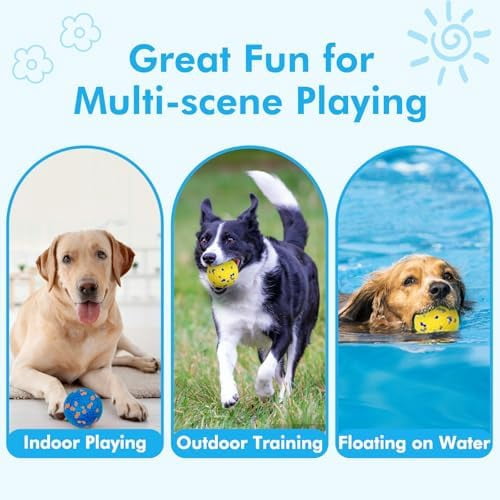 2 Pack Dog Balls Interactive Dog Tennis Balls Indestructible Dog Teething Chew Toys for Aggressive Chewers Dog Toy Fetch Balls for Small Medium Dog E-TPU Material Lightweight Bouncy Floating