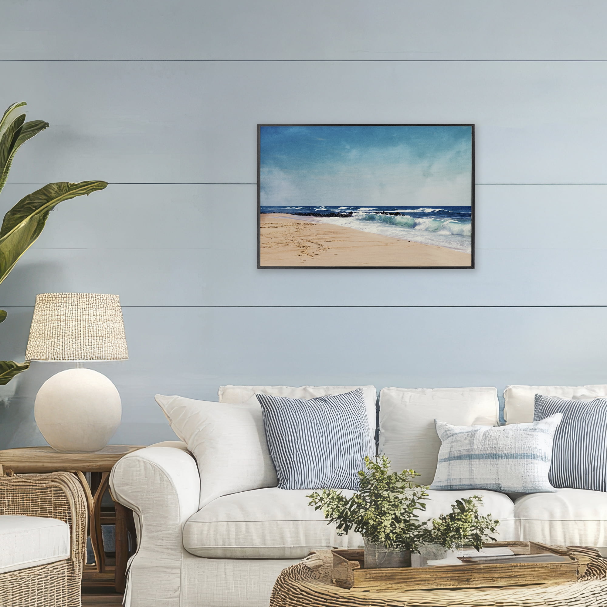 Stupell Industries Atlantic Waves Shoreline Black Framed Giclee Art, design by Dirk Wüstenhagen