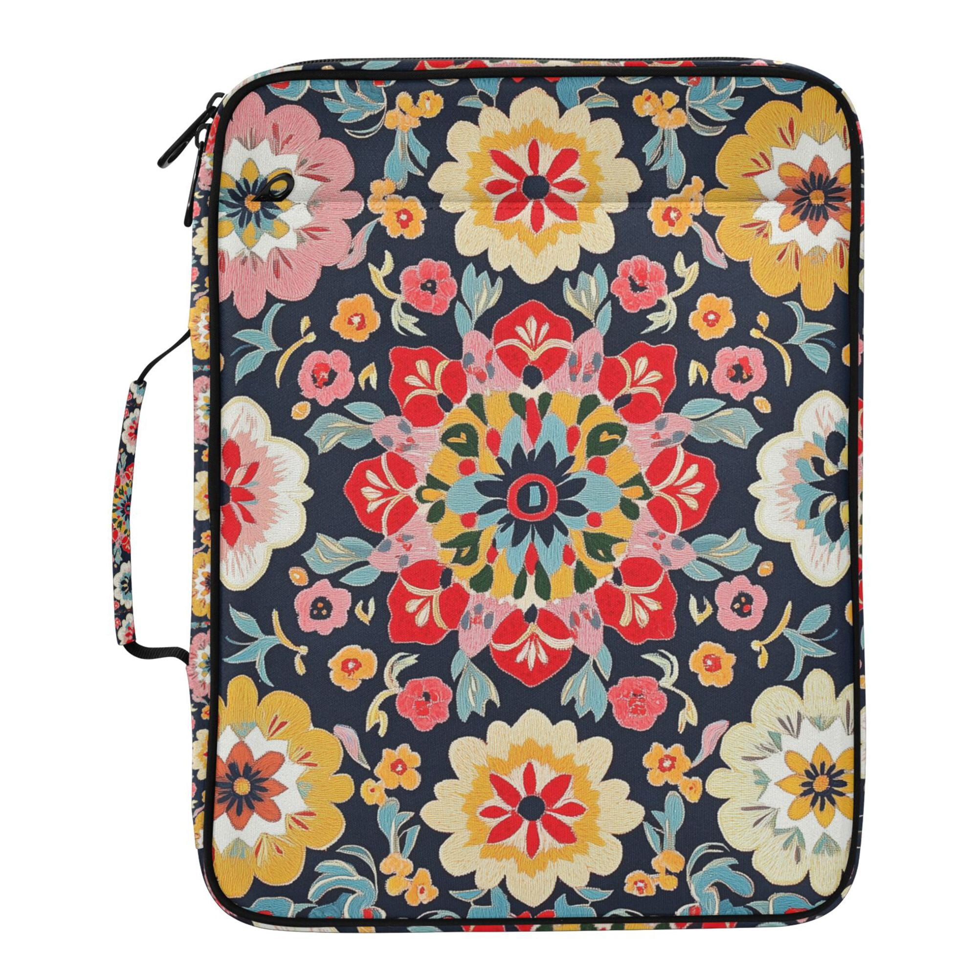 FORMRS Accordion File Folder A4 Size 7-Pocket Expanding Document Organizer Bag with 3 Ring Binder, Colorful Floral Pattern