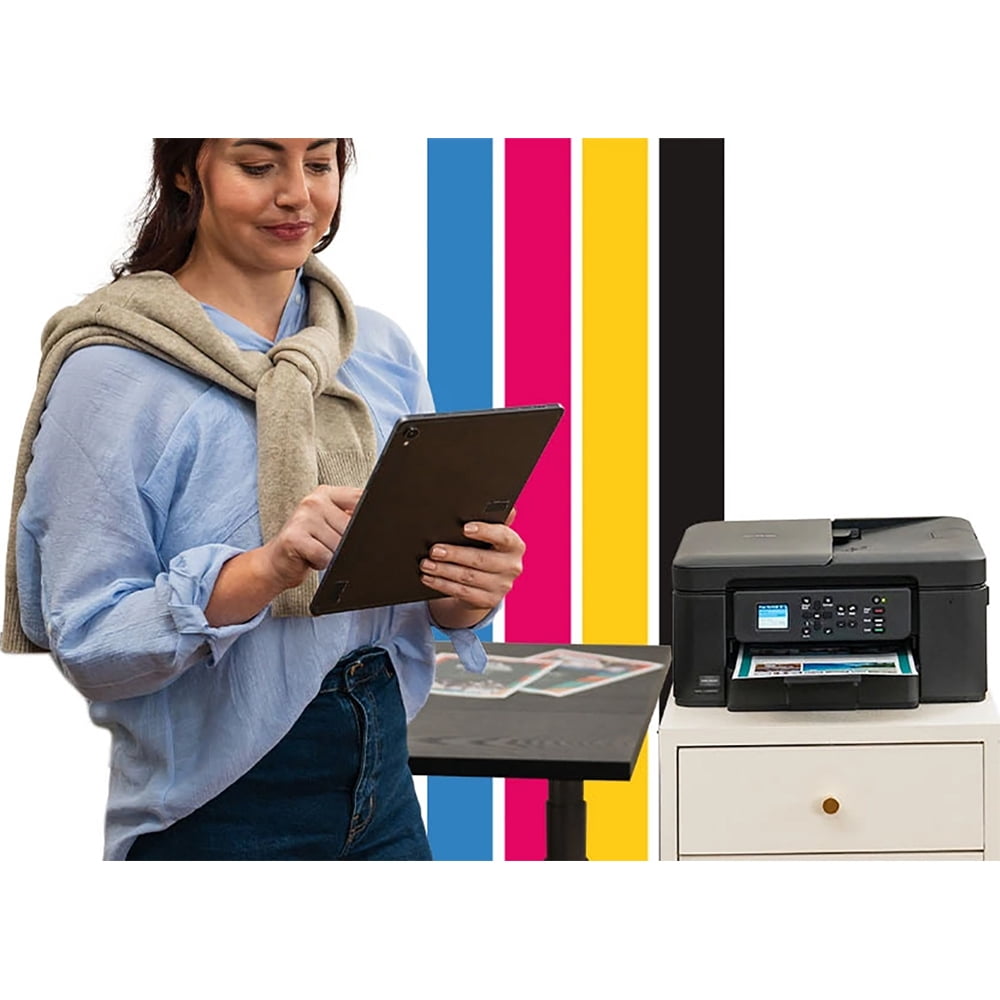 Brother Work Smart 1360 Wireless Color Inkjet All-in-One Printer Bundle with Deco Gear CPS 26 Month Protection Pack, Tech Smart USA Printer Essentials, Deco Essential 6FT Printer Cable and HDMI Cable