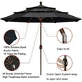 thumbnail image 4 of 10-Year-Non-Fading 9Ft 3 Tiers Market Umbrella Patio Umbrella Outdoor Table Umbrella with Ventilation, Black, 4 of 8