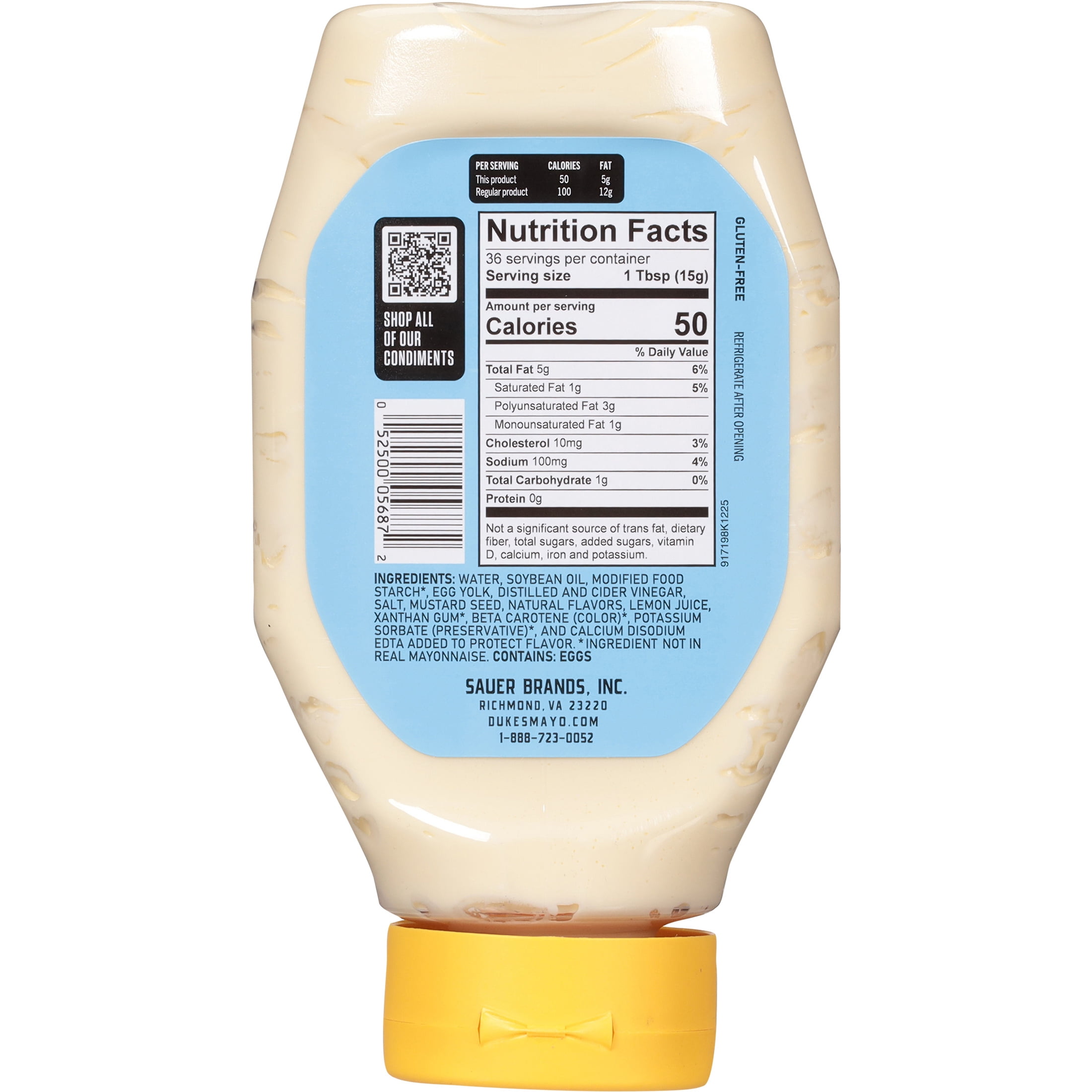 (12 pack) Dukes Mayonnaise Light- 18oz Squeeze