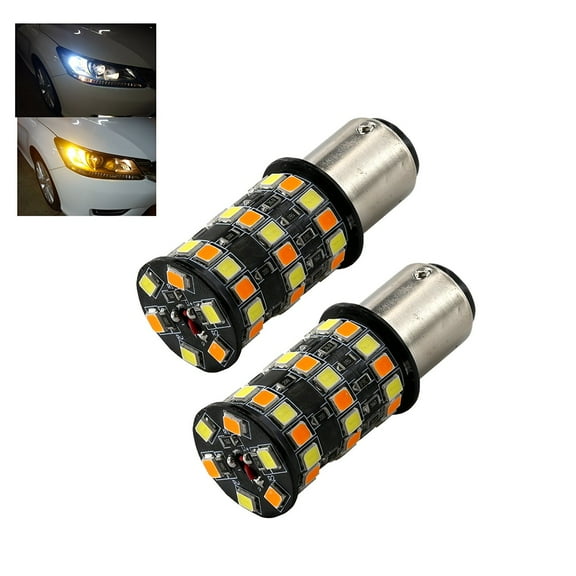 1157 High Power White Amber Yellow Dual Color 2835 48-SMD Type 1 Switchback Turn Signal/Parking Light Bulbs (1157, White/Amber)