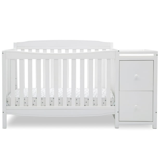 Delta Children Mason 6in1 Convertible Crib and Changer, Bianca White