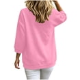 thumbnail image 5 of Fall Shirts for Women 3/4 Sleeve Fashion Plus Size Casual Solid Color Loose Blouse Round Neck Blouses Comfortable Top, 5 of 7