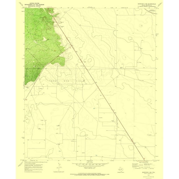 Topographical Map - Barstow Texas Quad - USGS 1970 - Vintage Wall Art