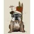 thumbnail image 2 of Fab Funky 26x32 White Modern Wood Framed Museum Art Print Titled - English Bulldog, Skiing, 2 of 4
