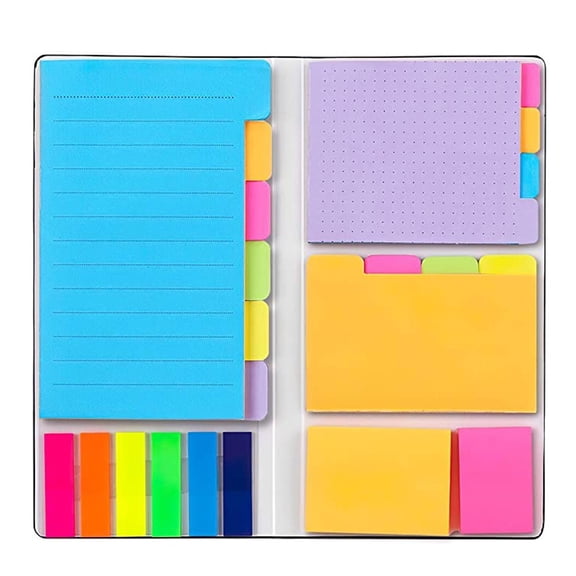 Sticky Notes Set, Colored Divider Self-Stick Notes Pads Bundle, Prioritize with Color Coding, 60 Ruled (3.7x6), 40 Dotted (3.7x3), 40 Blank (3x3.7), 60 Per Rectangular, 25 Per PET Color
