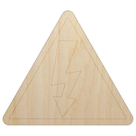 Electrical High Voltage Warning Sign Wood Shape Unfinished Piece Cutout Craft DIY Projects - 4.70 Inch Size - 1/8 Inch Thick